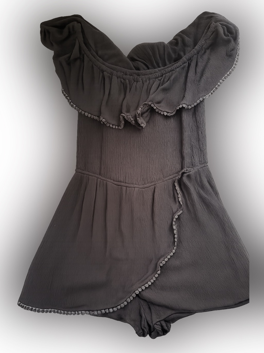 Justify Black Off-Shoulder Ruffle Romper Dress for Kids